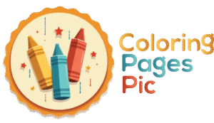 Coloring Pages Pic logo featuring colorful crayons for kids' printable coloring activities.