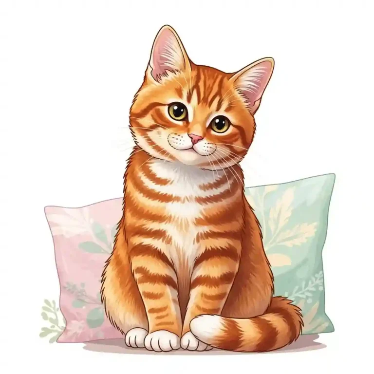 Black and white line art of a stylized striped cat sitting, designed as a coloring page.