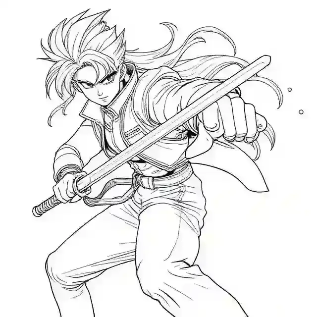 Super Saiyan 3 Goku anime-style coloring page