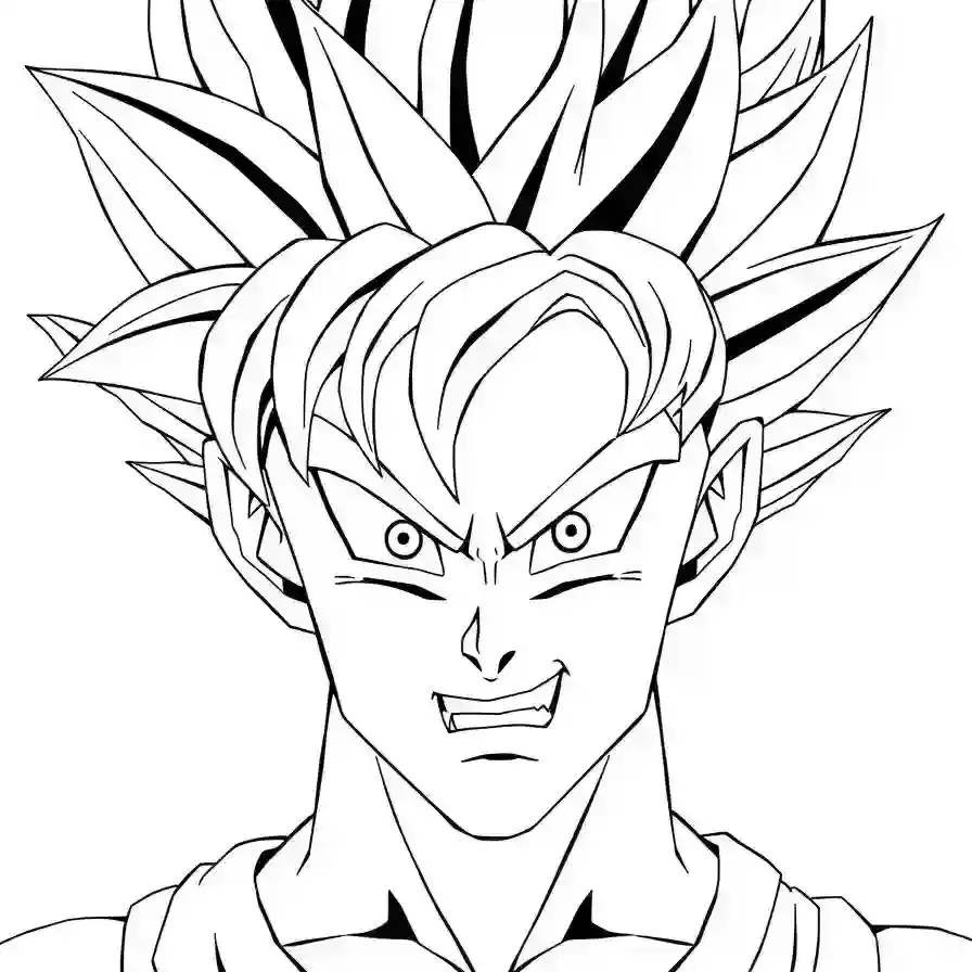 Stylized Goku line art printable page